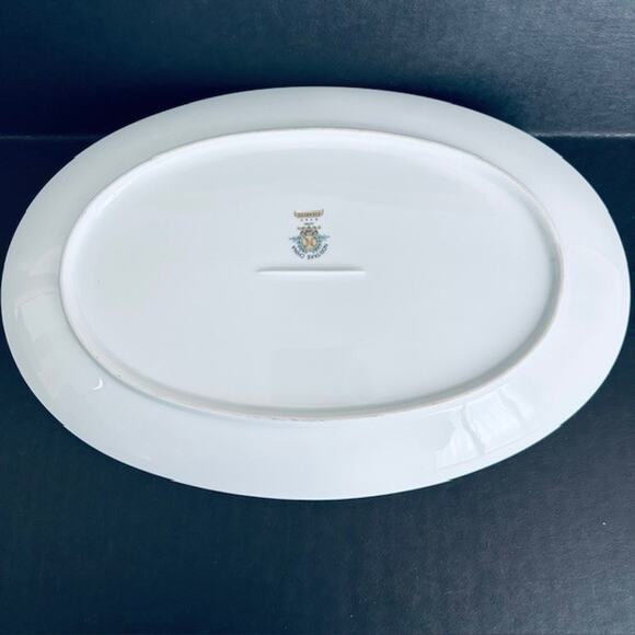 Noritake Edenrose 12.25" Oval Serving Platter Gray/Pink/White Roses VTG - Picture 2 of 12